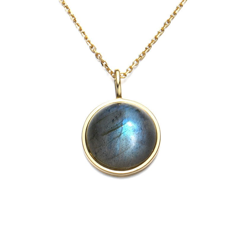 Retro Full Moon Series Labradorite Pendant - Crystally