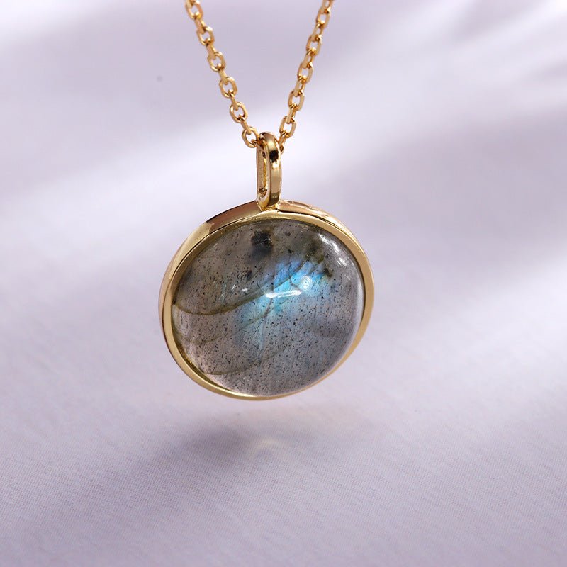 Retro Full Moon Series Labradorite Pendant - Crystally