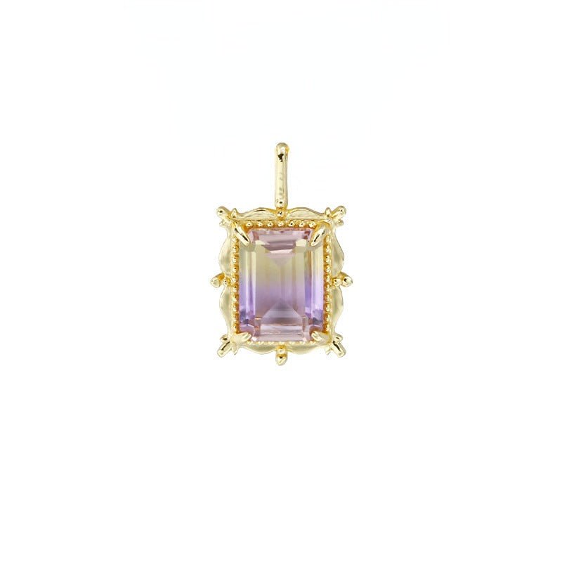 Retro Octagonal Amethyst and Citrine Pendant - Crystally