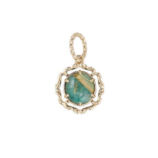 Royal Palace Malachite & Rutilated Quartz Pendant - Crystally