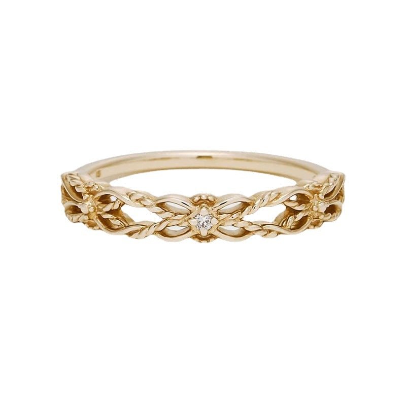 Starlight Enveloped Lace Hollow-Out Stackable Ring - Crystally