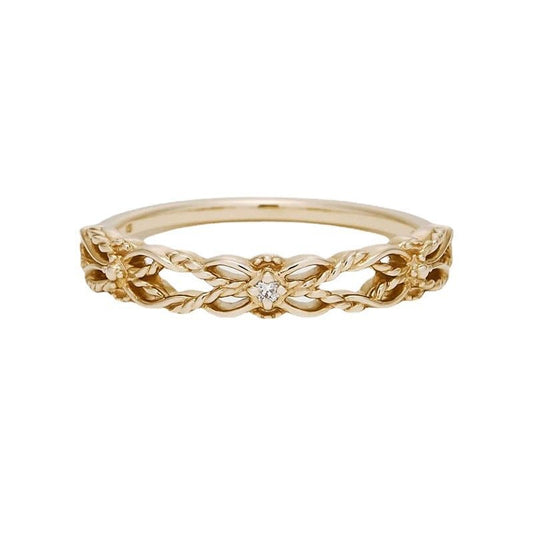 Starlight Enveloped Lace Hollow-Out Stackable Ring - Crystally