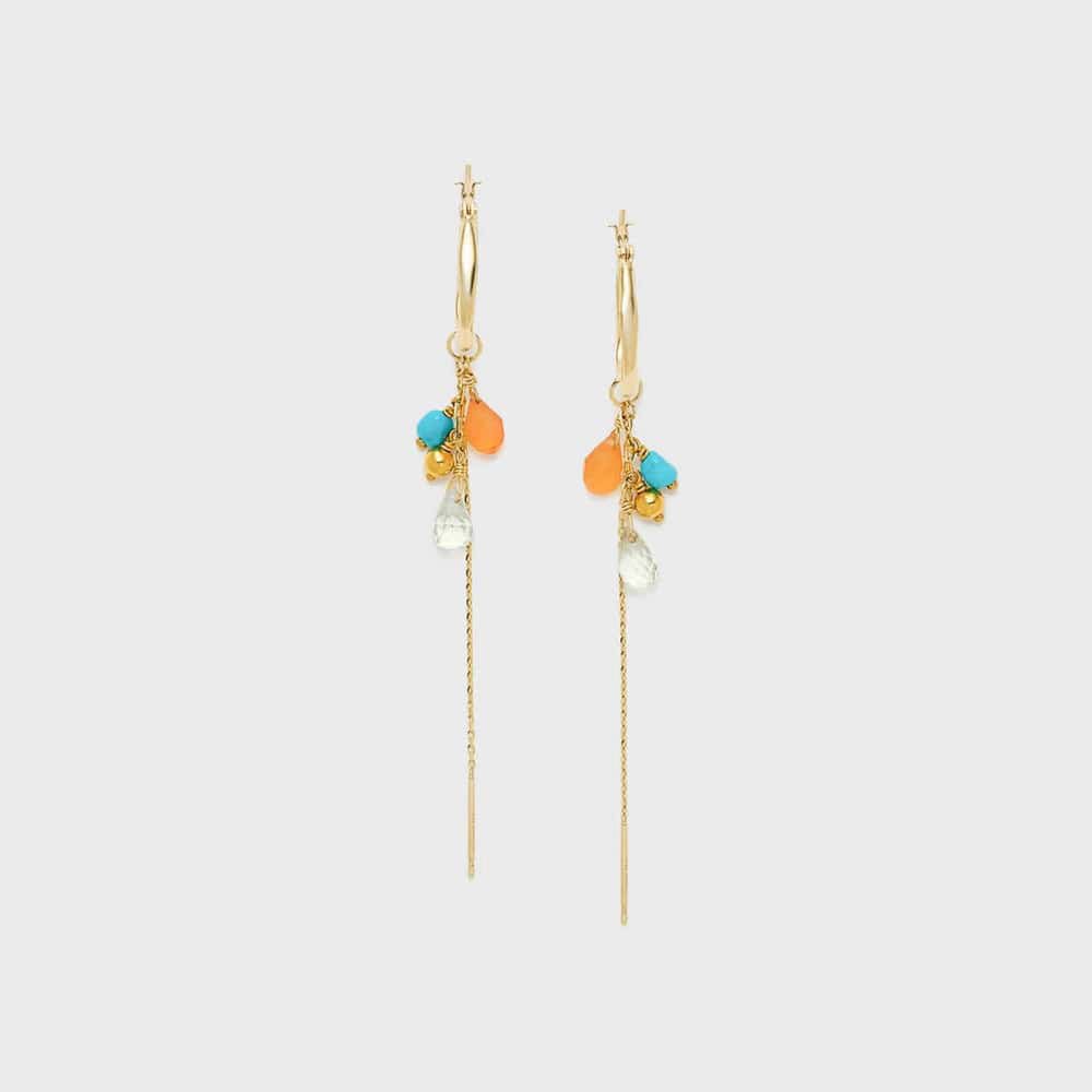 Vibrant Summer Turquoise and Jade Crystal Beaded Ear Threaders - Crystally