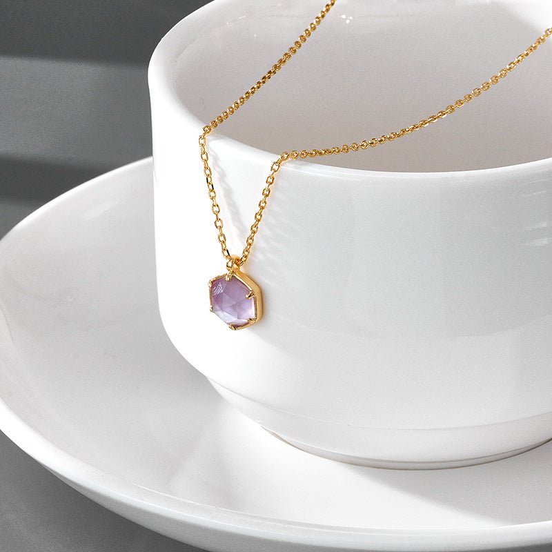 Amethyst Hexagon Necklace