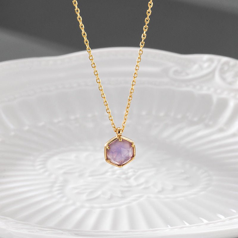 Amethyst Hexagon Necklace