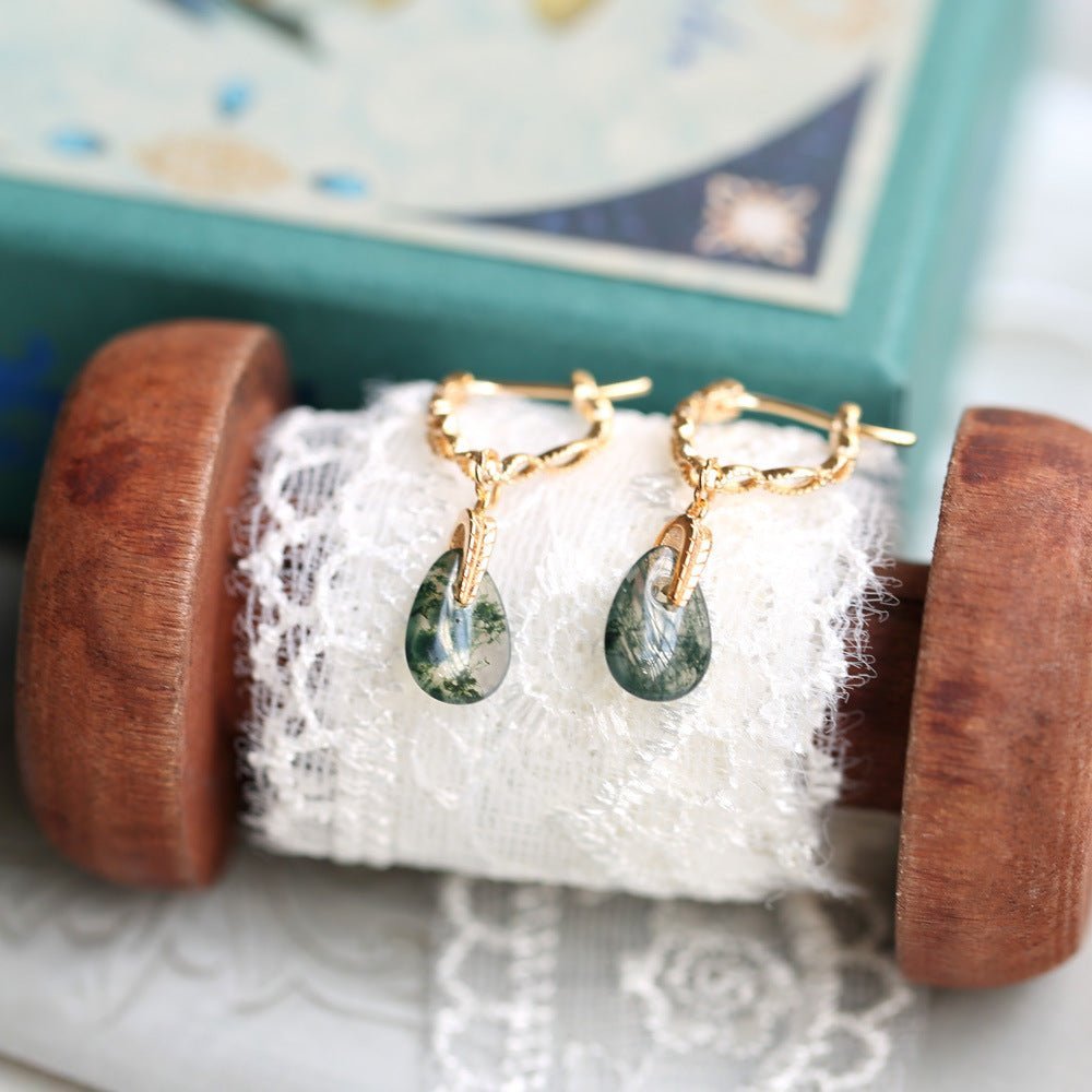 Vintage Moss Agate Earrings - Crystally