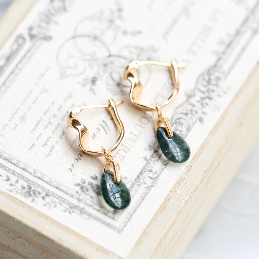 Vintage Moss Agate Earrings - Crystally