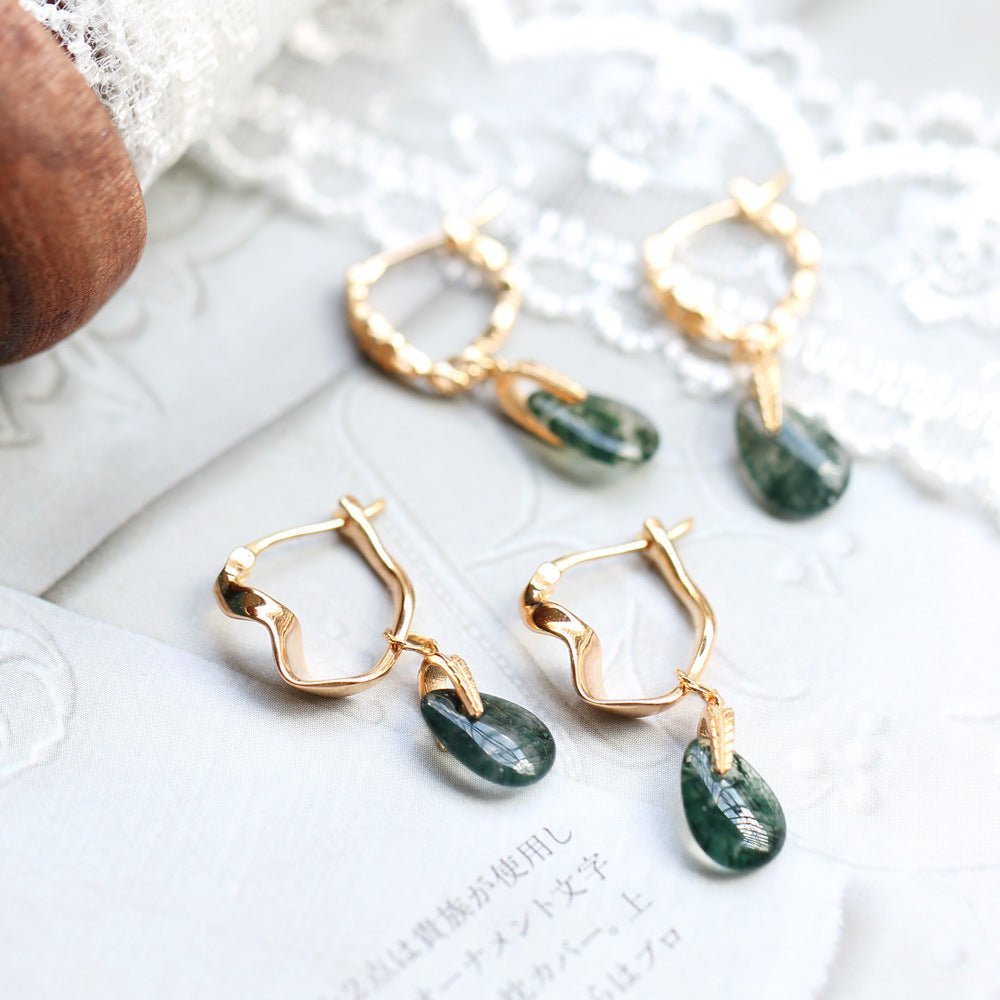 Vintage Moss Agate Earrings - Crystally