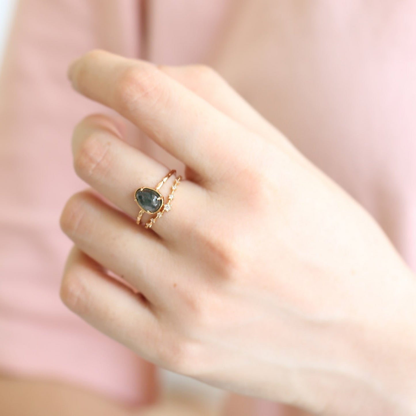 Vintage Green Agate Ring 