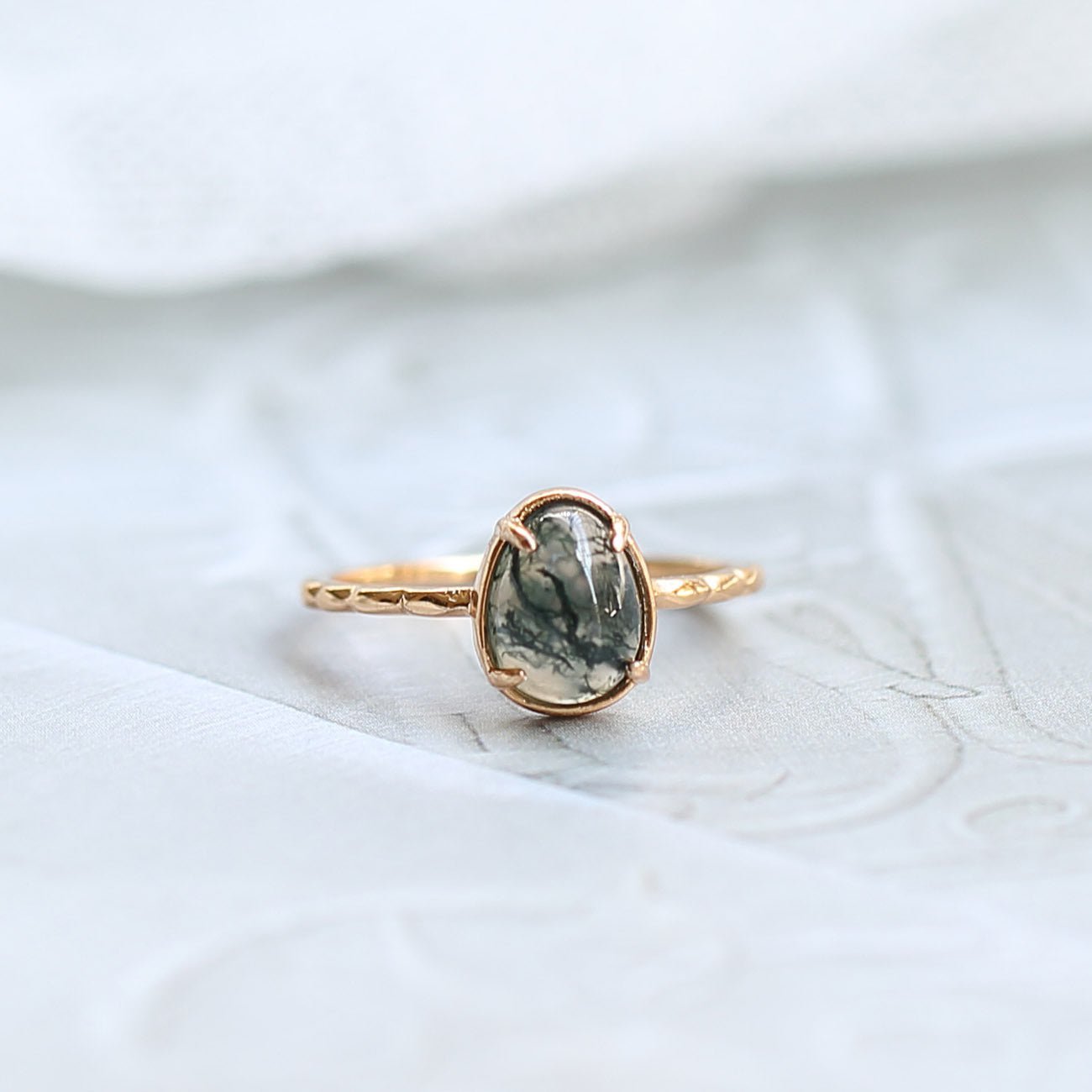 Vintage Green Agate Ring 