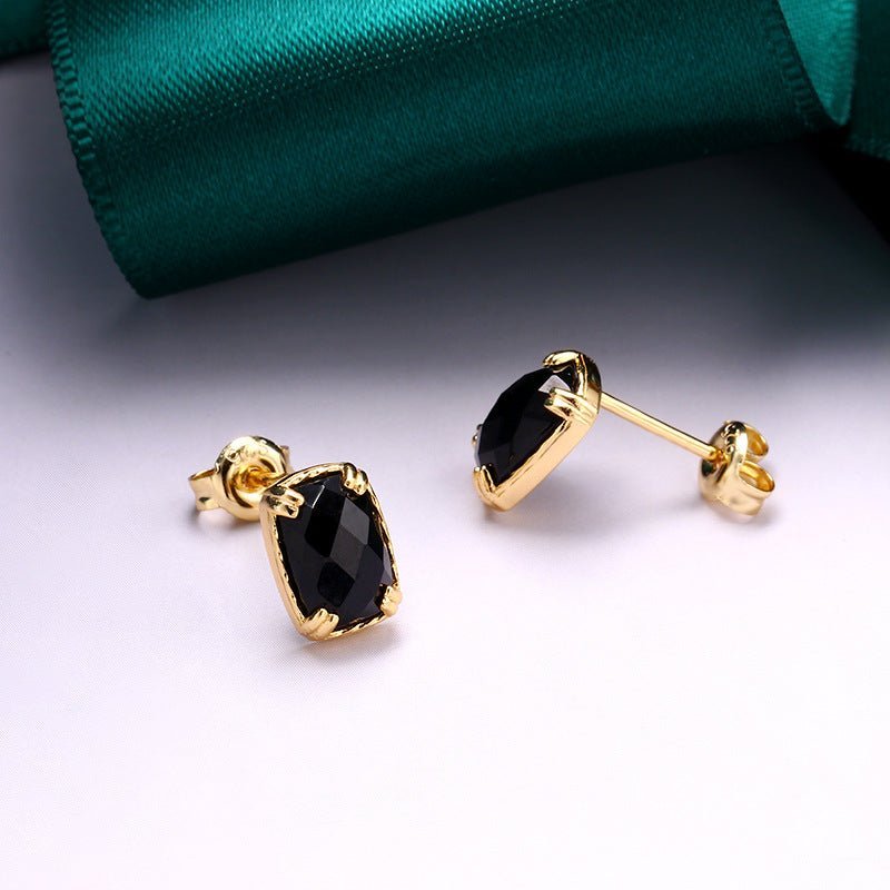 Vintage Rectangular Onyx Earring - Crystally