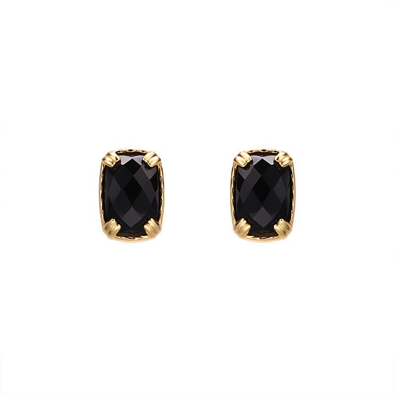 Vintage Rectangular Onyx Earring - Crystally