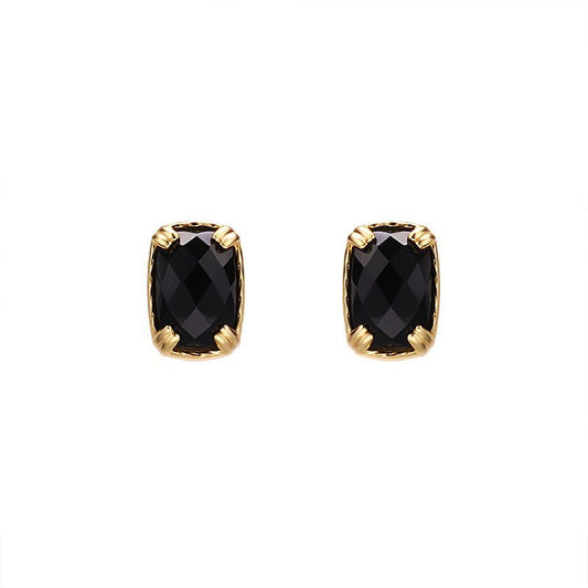 Vintage Rectangular Onyx Earring - Crystally