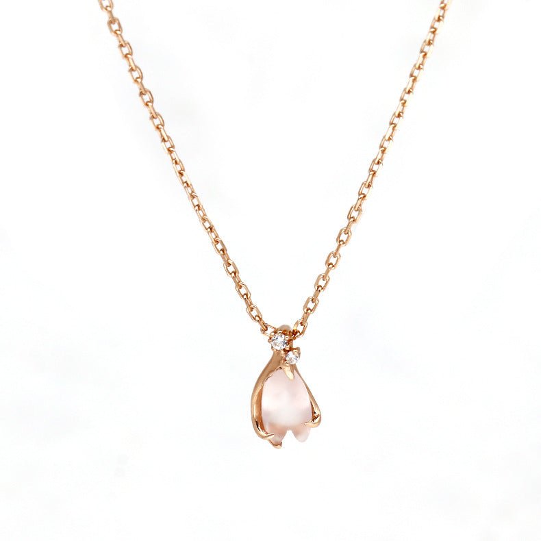 Vintage Rose Quartz Sakura Necklace - Crystally