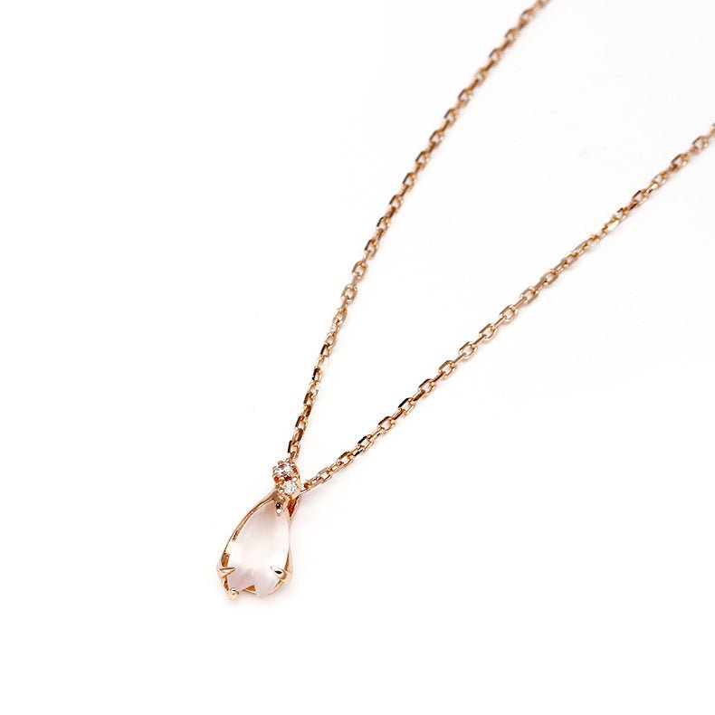 Vintage Rose Quartz Sakura Necklace - Crystally